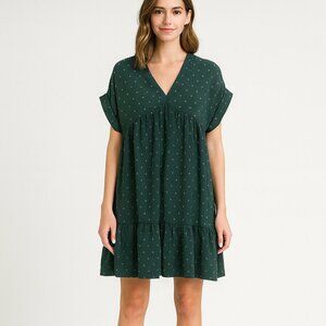 Shein Hunter Green dress green pattern babydoll dress Medium Cottagecore